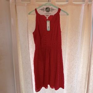 NWT| Market & Spruce| Brea Eyelet Dress| Red-S